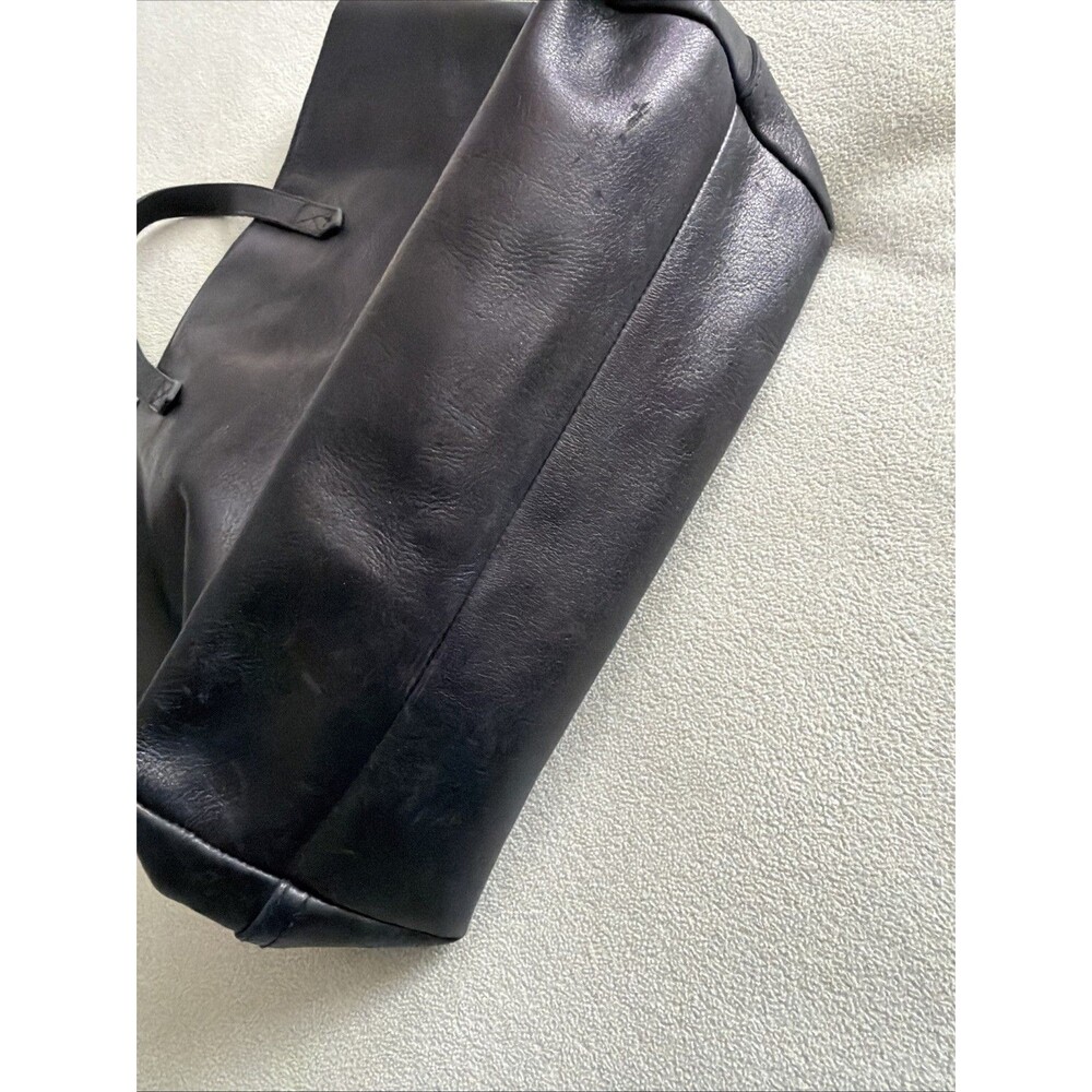 Madewell Black Leather Transport Tote Bag w/Strap Medium Size Zip Top Purse READ - Picture 8 of 8